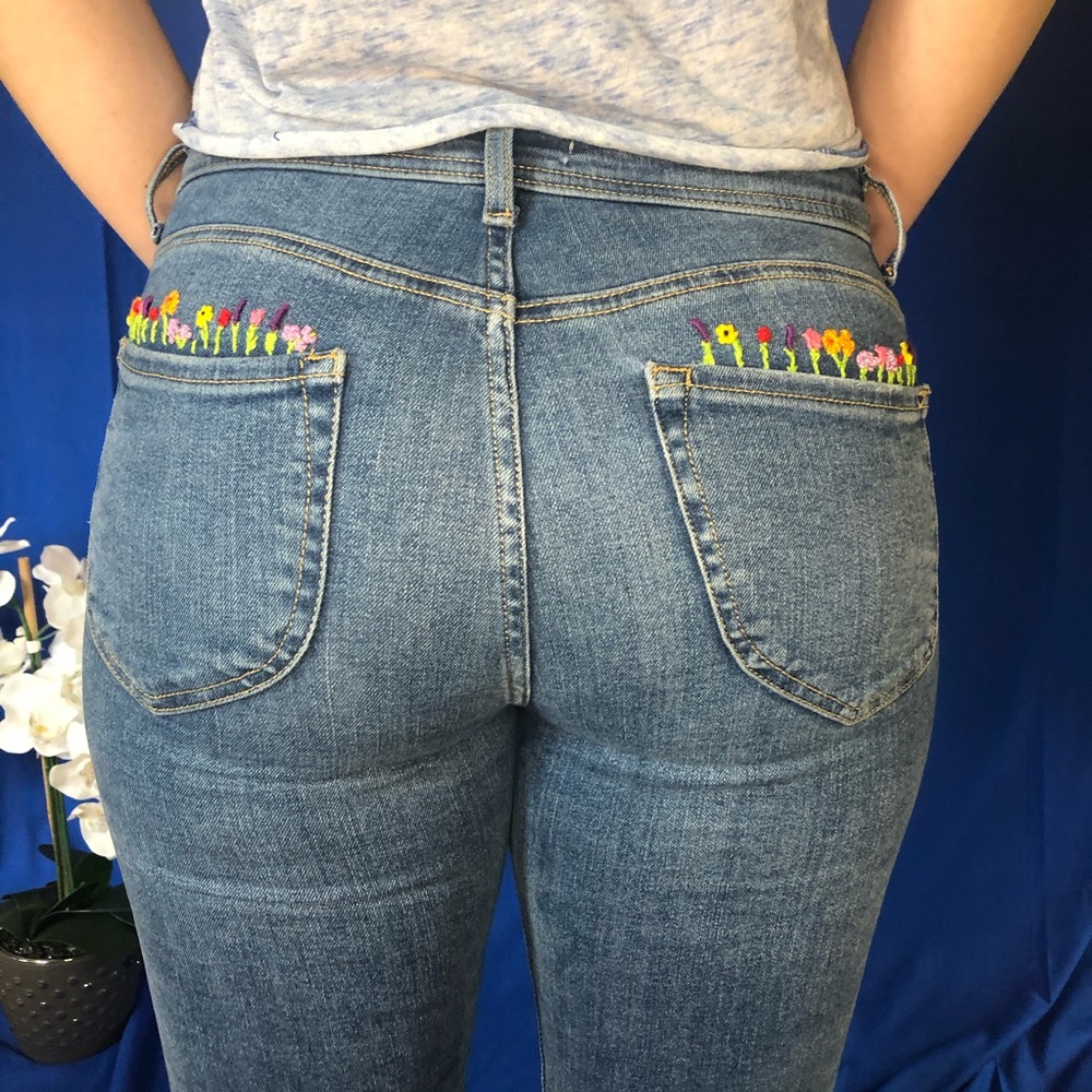 Flower Embroidered Jeans